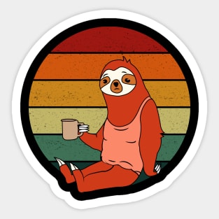 Sloth Coffee Retro Sunset Sticker